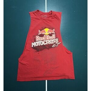 AlpineStars Red Bull‎ Motocross Cut T Shirt Black Men's Small Thrashed Y2K
